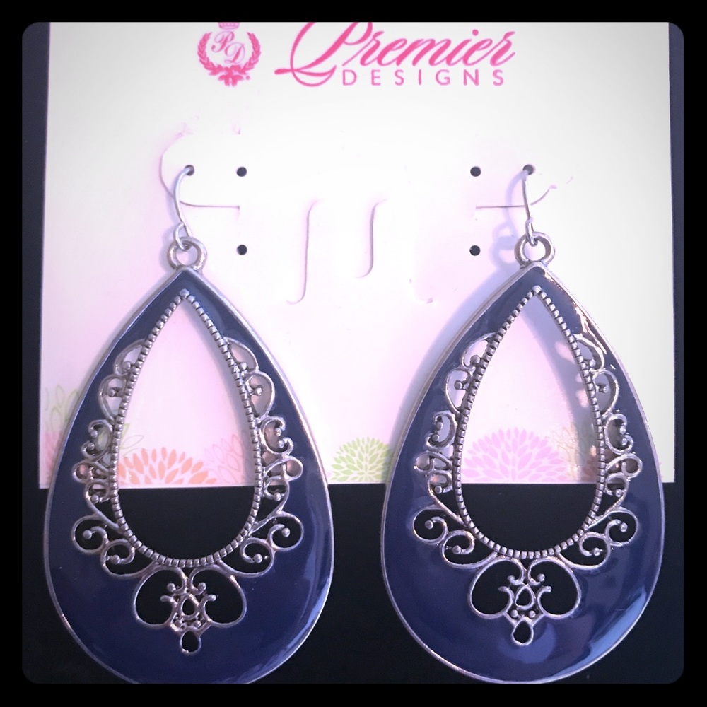 Premier Navy Blue Enamel Earrings